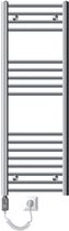 Bol.com Badkamerradiator Elektrisch met verwarmingselement 1200W 400x1200 mm Chroom gebogen met zijaansluiting LuxeBath aanbieding