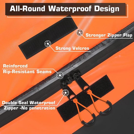 Opvouwbare Waterdichte Autodakkoffer - 580 Liter Capsiteit, Antislip Mat en Reflecterende Strepen voor Auto's en SUV's — afbeelding 4