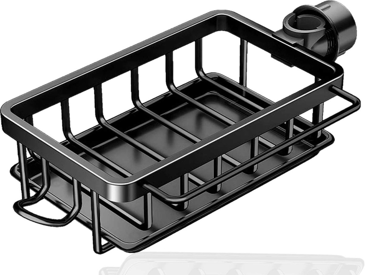 My Ninki ® Slimme Opbergoplossing voor Keuken en Badkamer, Verstelbare Organizer voor Kraan en Spoelbak, Multifunctionele Caddy (Zwart)
