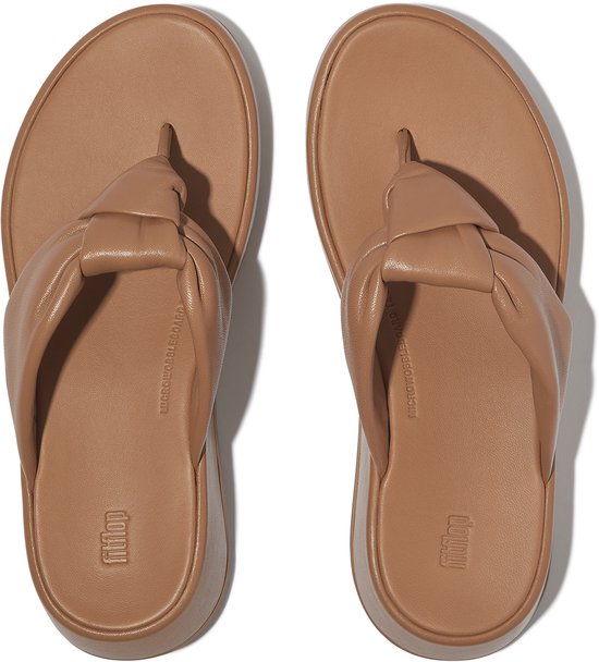 FitFlop F- Sandales à plateforme en cuir souple Mode Knot MARRON - Taille 41