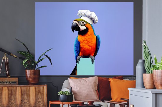 Muurstickers - Sticker Folie - Papegaai - Koksmuts - Vogel - Leuk - 160x120 cm - Plakfolie - Muurstickers Kinderkamer - Zelfklevend Behang XXL - Zelfklevend behangpapier - Stickerfolie