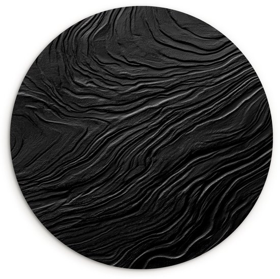 WallCircle® Wandcirkel 90x90 cm - Muurcirkel Zwart - Abstract - Hout - Muurdecoratie woonkamer - Wanddecoratie slaapkamer - Kamer decoratie accessoires - Ronde schilderijen