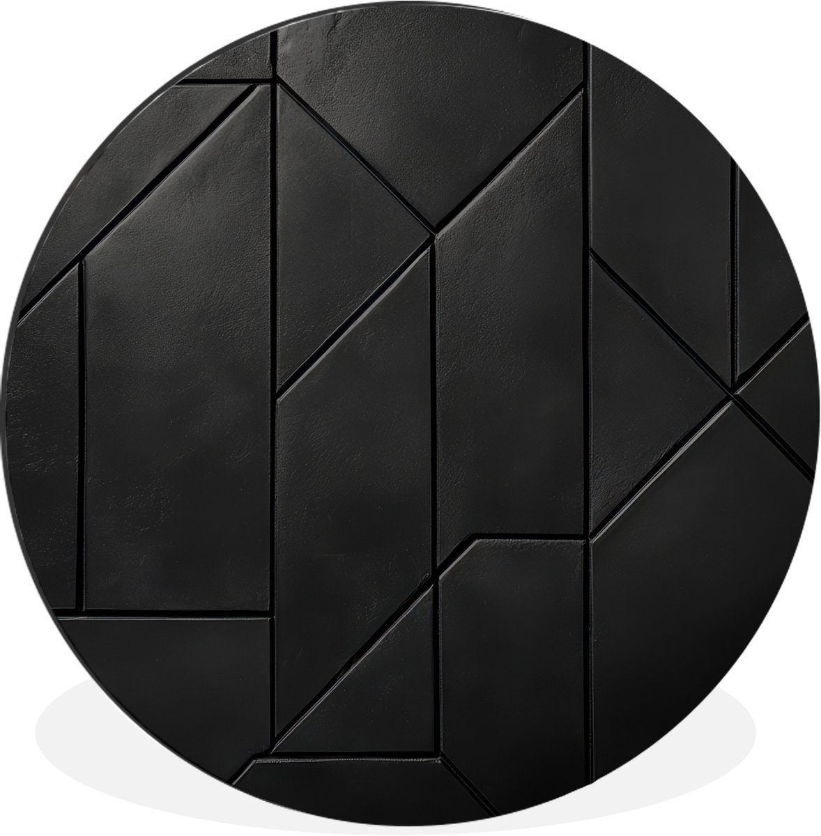 WallCircle Wandcirkel - Muurcirkel - Zwart - Geometrisch - Tegeltjes - Aluminium - Dibond - 60x60 cm - Binnen en Buiten Geometrische tegels