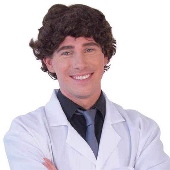 Comedia Carnaval verkleed pruik - Frivole dude - bruin - kort krullend haar - heren - foute party
