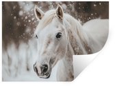 Stickers muraux - Film autocollant - Cheval - Wit - Hiver - Nature - Neige - Animaux - 160x120 cm - Film adhésif - Stickers muraux chambre d'enfant - Papier peint autocollant XXL - Papier peint autocollant - Film autocollant
