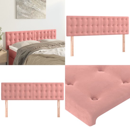 vidaXL Hoofdborden 2 st 72x5x78/88 cm stof crèmekleurig - Hoofdbord