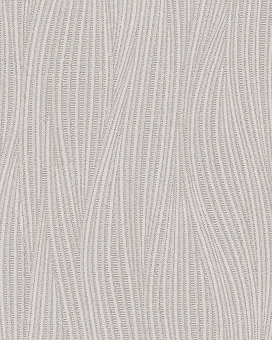 Strepen behang EDEM 82050BR56 vinylbehang gestructureerd met golvende lijnen subtiel glinsterende grijs platinagrijs wit 7,95 m2