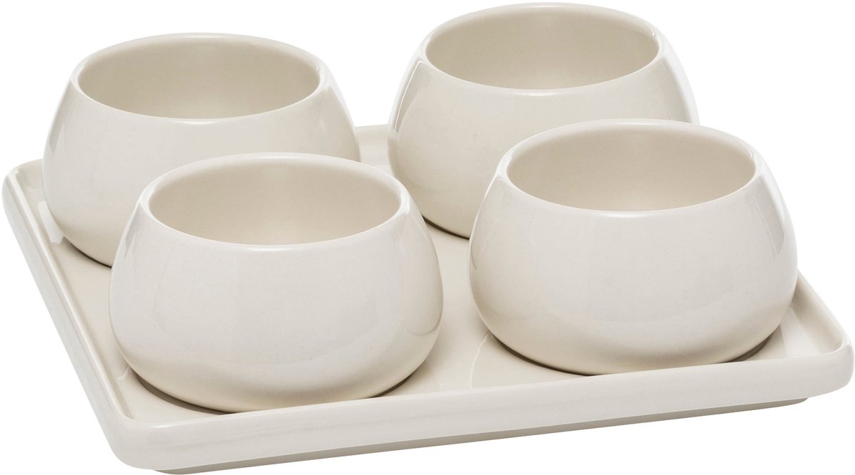 Secret de Gourmet Nora Aperitiefset - Witte Keramiek, 5 stuks