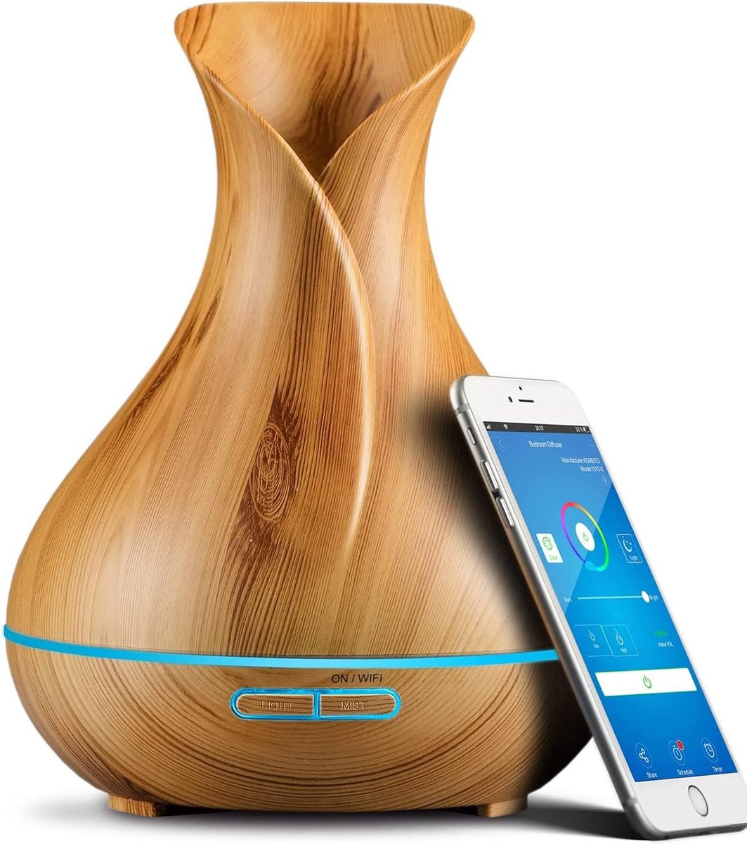 Smart Aroma Diffuser met Wifi en Spraakbediening - 500 ml Kenmerken, 7 Kleuren LED, Stil en Programmeerbaar