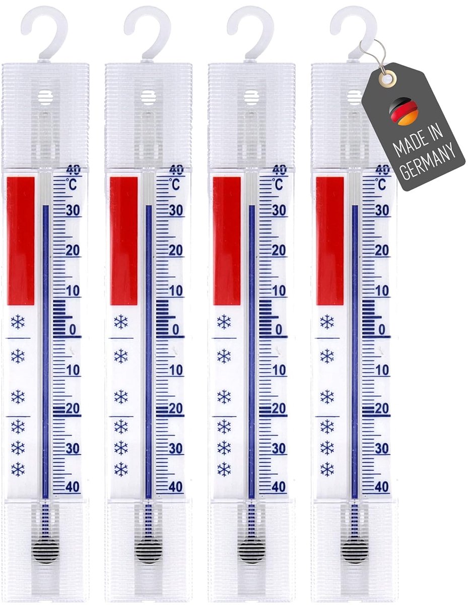 4 stuks koelkastthermometers - analoge thermometer set voor vriezer en koelkast