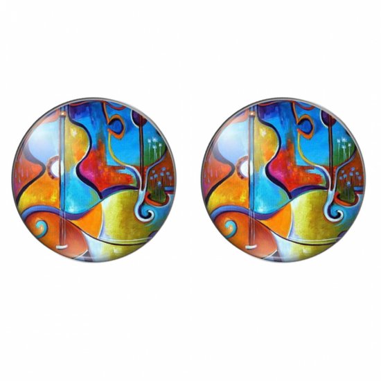 Clip Oorbellen- Rivka blauw rood 2 cm