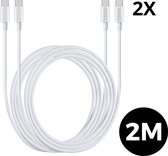 USB-C naar USB-C Oplaadkabels - 2 Stuks - 2 M - 100W - Geschikt voor iPhone 16, iPhone 15, MacBook - Witte USB C Kabels - WiseQ
