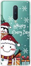 Voor OnePlus 8 Christmas Series Transparant TPU beschermhoesje (Cute Penguin Snowman)