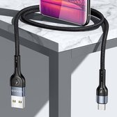 USAMS US-SJ450 U55 2A Micro USB-oplaadkabel van aluminiumlegering, lengte: 1m (zwart)