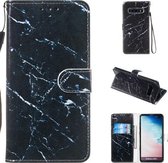 Leren beschermhoes voor Galaxy S10 Plus (zwart marmer)