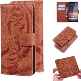 Voor Nokia 3.2 Tiger Embossing Pattern Horizontale Flip Leather Case met houder & kaartsleuven & portemonnee (bruin)