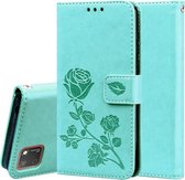 Voor Huawei Honor 9S Rose reliëf horizontale flip PU lederen tas met houder & kaartsleuven & portemonnee (groen)