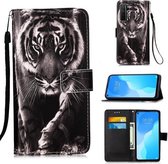 Voor Huawei nova 7 SE Schilderen Horizontale Flip Leren Case met Houder & Kaartsleuf & Portemonnee & Lanyard (Zwart Wit Tijger)