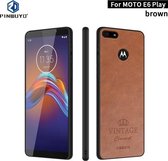 Voor MOTO E6 spelen PINWUYO Pin Rui-serie Klassiek leer, PC + TPU + PU-leer Waterdicht en anti-val All-inclusive beschermende schaal (bruin)