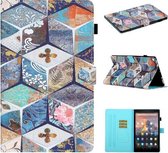 Voor Amazon Kindle Fire HD 10 2015/2017/2019 Gekleurde Tekening Stiksels Horizontale Flip Leren Case met Houder & Kaartsleuven & Slaap / Wekfunctie (Splitsen)