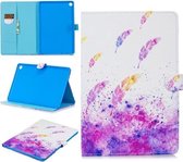 Voor Huawei MediaPad M5 10.8 Stiksels Horizontale Flip Leren Case met Houder & Kaartsleuven & Slaap / Wekfunctie (Aquarel Veren)
