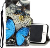 Voor iPhone 8 Plus / 7 Plus 3D-gekleurde tekening Horizontale flip PU-lederen hoes met houder & kaartsleuven en portemonnee (een vlinder)