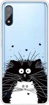 Voor Samsung Galaxy A01 gekleurd tekeningpatroon zeer transparant TPU beschermhoes (zwart-witte rat)