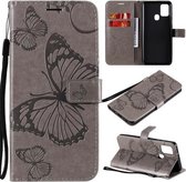 Voor Samsung Galaxy A21s 3D vlinders reliëf patroon horizontaal flip lederen tas met houder & kaartsleuf & portemonnee (grijs)