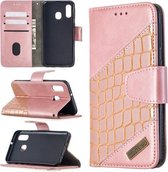 Voor Samsung Galaxy A40 Bijpassende Kleur Krokodil Textuur Horizontale Flip PU Lederen Case met Portemonnee & Houder & Kaartsleuven (Rose Goud)