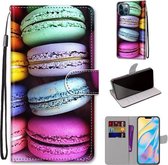 Gekleurde tekening Cross Texture Horizontale Flip PU lederen tas met houder & kaartsleuven & portemonnee & lanyard voor iPhone 12 Pro Max (kleurrijke cakes)