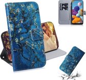 Voor Galaxy A21 3D Gekleurde Tekening Horizontale Flip Leren Case met Houder & Kaartsleuf & Portemonnee (Prunus Armeniaca)