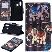 3D Gekleurde Tekening Patroon Horizontale Flip Leren Case voor Samsung Galaxy A40, met Houder & Kaartsleuven & Portemonnee (Twee Olifanten)