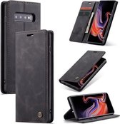 CaseMe-013 Multifunctionele Retro Frosted Horizontale Flip Leren Case voor Galaxy S10 Plus, met Kaartsleuf & Houder & Portemonnee (Zwart)