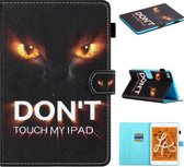 Voor iPad Mini 2019 & 4 & 3 & 2 & 1 Gekleurde tekening Stiksels Horizontale flip lederen hoes met houder & kaartsleuven & slaap- / wekfunctie (Cat Eye)