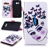 Voor HTC U11 Gekleurde Tekening Patroon Horizontale Flip TPU + PU Lederen Case met Houder & Kaartsleuven & Portemonnee & Lanyard (Vlinders Meisje)