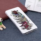 Voor Galaxy A8 (2018) Noctilucent Feather Pattern TPU Soft Back Case Beschermhoes