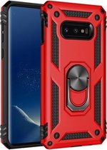 Sergeant Armor Shockproof TPU + PC beschermhoes voor Galaxy S10e, met 360 graden rotatiehouder (rood)