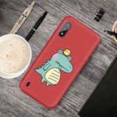 Voor Galaxy A10 Cartoon Animal Pattern Shockproof TPU beschermhoes (Red Crocodile Bird)