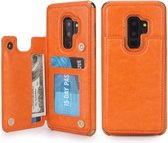 Voor Galaxy S9 + POLA TPU + PC Plating Volledige dekking Beschermhoes met houder & kaartsleuven en fotolijst (oranje)
