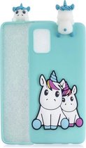 Voor Galaxy S20 schokbestendig 3D liggend Cartoon TPU beschermhoes (paar eenhoorn)