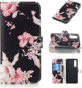 Gekleurde tekening marmer patroon horizontale flip PU lederen tas met houder & kaartsleuven & portemonnee voor Huawei P30 (Azalea)