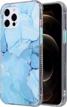 Coloured Glaze Marble TPU + PC beschermhoes voor iPhone 12 mini (blauw)