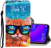 Voor Huawei Mate 30 Lite 3D Gekleurde Tekening Horizontale Flip PU Lederen Case met Houder & Kaartsleuven & Portemonnee (Onderwater Kat)