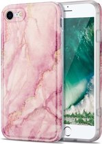 TPU verguld marmeren patroon beschermhoes voor iPhone 8/7 (roze)