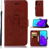 Windgong Uil Embossing Patroon Horizontale Flip Leren Case met Houder & Kaartsleuven & Portemonnee Voor Huawei nova 4 (Bruin)