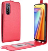 Voor OPPO Realme 7 R64 Texture enkele verticale flip lederen beschermhoes met kaartsleuven en fotolijst (rood)