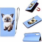 Voor Xiaomi Mi CC9e Pure Kleur Schilderen Horizontale Flip Leren Case met Kaartsleuven & Houder & Lanyard (Kat)