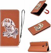 Voor Xiaomi Mi 8 Lite Pure Color Painting Horizontale Flip lederen tas met kaartsleuven & houder & Lanyard (hond)