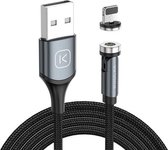 KUULAA KL-O135 1m USB naar 8-pins 540 graden roterende magnetische oplaadkabel met één punt (zwart)