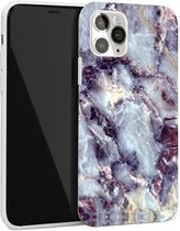 Glanzend marmeren patroon TPU beschermhoes voor iPhone 11 Pro (donkerpaars)